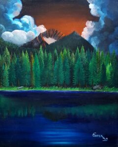 Saw Tooth Range at Sunset in Oil (Art work)